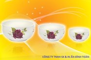 IN LỤA TRÊN CHÉN SỨ